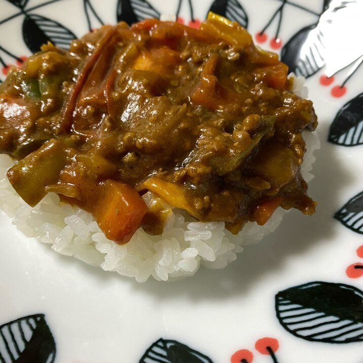 夏野菜の彩りキーマカレー